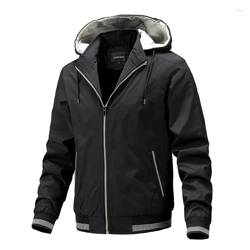 Men's Jackets Business Casual Hooded Jacket Men Autumn Winter Zipper Design Solid Color Trend Korean Version Fashion