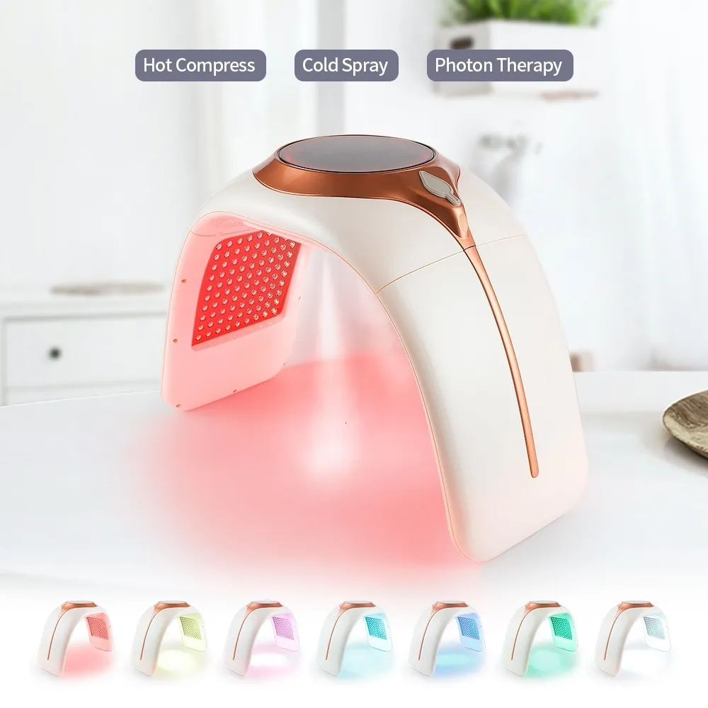 Face Massager 7 Colors LED P on Machine Cold Nano Spray Moisturizing Wind Compress SPA Salon Body Mask PDT 230828