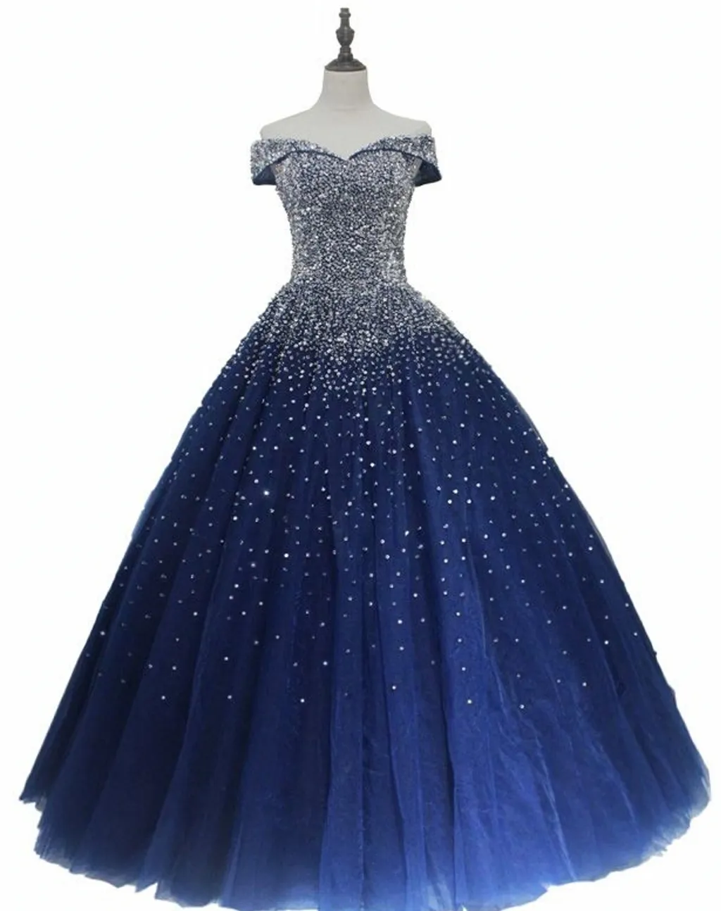Dark Royal Blue Quinceanera Ball Gown Puffy Tulle Princess