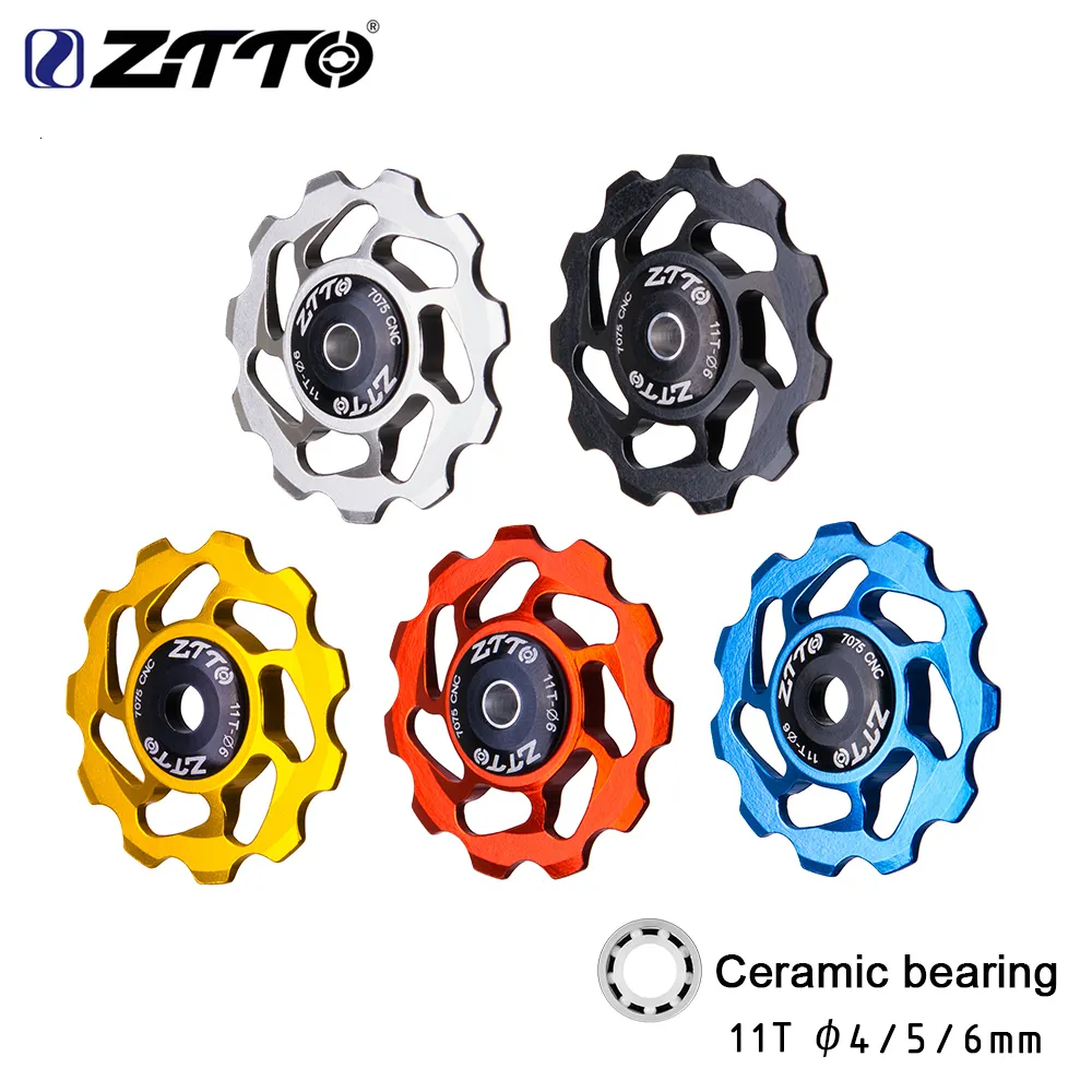 Bike Derailleurs ZTTO 11T MTB Bicycle Rear Derailleur Wheel Ceramic Bearing Pulley AL7075 CNC Road Bike Guide Roller Idler 4mm 5mm 6mm 230826