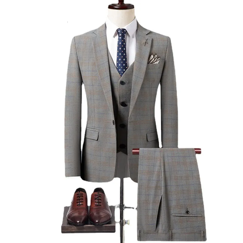 Мужские костюмы Blazers Boutique Blazer Б штата британский стиль элегантный модный высококлассный высококачественный простой джентльмен -мужчина. Два пьеса 230828