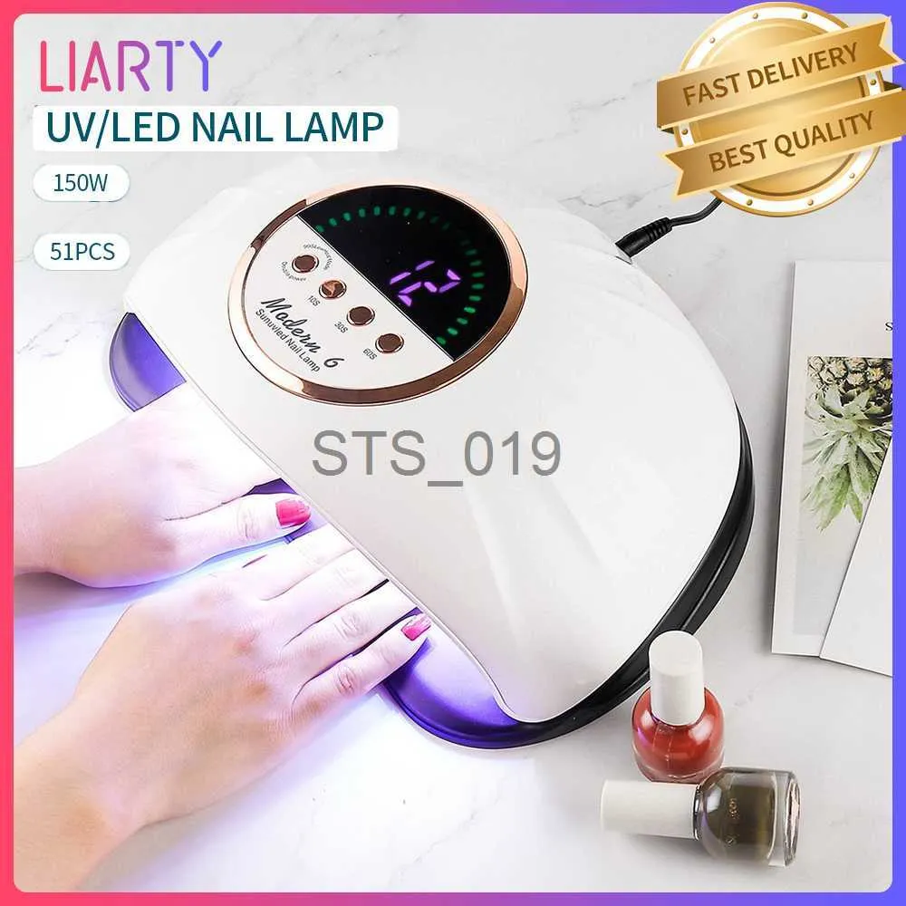 Nagelorter 150W UV LED-nagellampa 51st pärlor kraftfulla naglar torktumlare professionell snabb torkande manikyr pedicure salontool hands fötter dubbel användning x0828