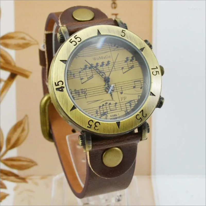 Horloges Sdotter Relogio Feminino Mode Muzieknoot Horloge Dames Vintage Horloges Casual Lederen Riem Quartz Horloge Lady Womage Reloj