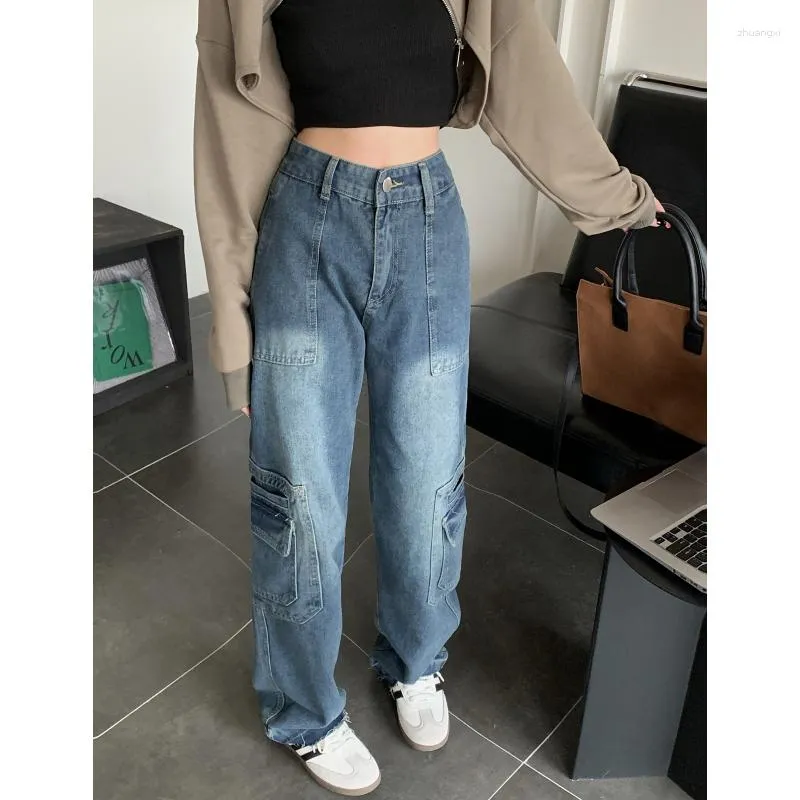 Women High Waisted Baggy Jeans Vintage Wide Straight Leg