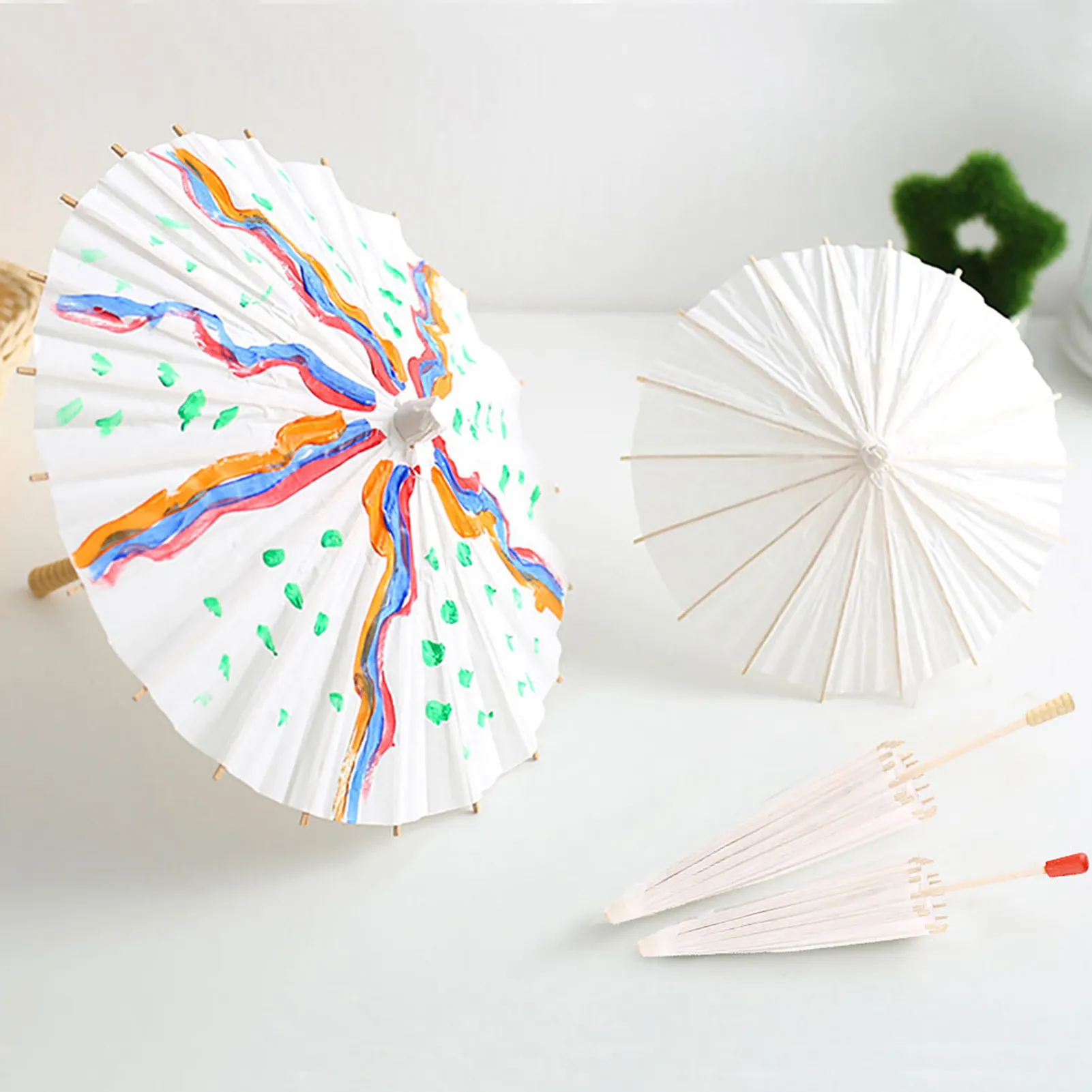 White Paper Umbrella for Wedding Photograph Party Decor Chinese Craft Paper Umbrell 20/30/40/60cm Women Vintage Dance Prop