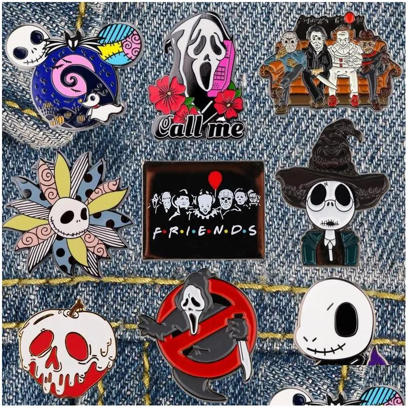 Spille Spille The Nightmare Before Christmas Distintivi di Halloween Borsa con spilla smaltata Spille da bavero su zaino Gioielli Accessori regalo Drop Del Dhcws