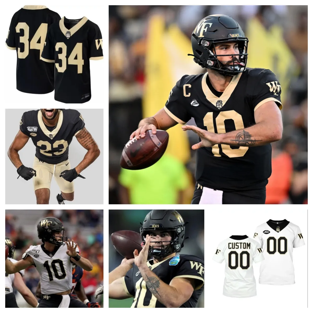 Wake Forest Demon Deacons voetbaljersey 6 Justice Ellison 99 Matthew Dennis 40 Roberts 52 Spencer Clapp 18 Eldrick Robinson II 90