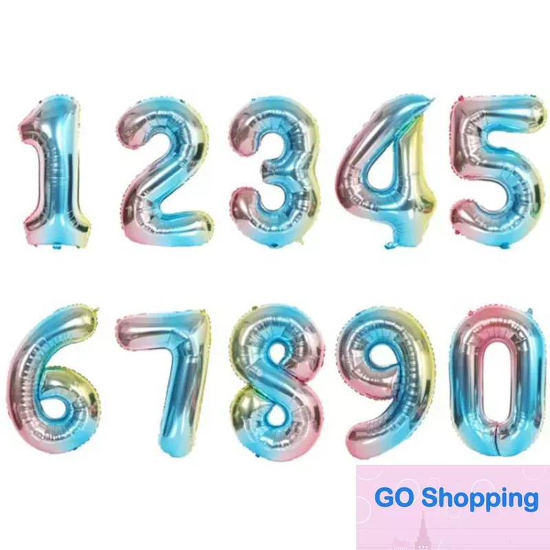 Classic 32 Inches Number Balloon Birthday Party Decorations Wedding Home Banquet Aluminum Foil Balloons Globos