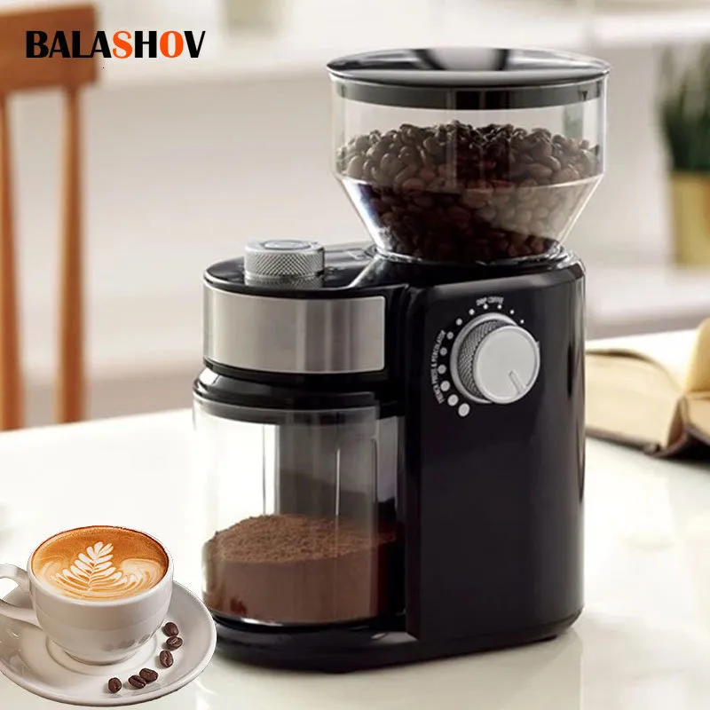 Moedores de café manuais Moedor elétrico 18 níveis ajustável Burr Mill Bean Alta velocidade Espresso Máquina de moer para escritório 230828