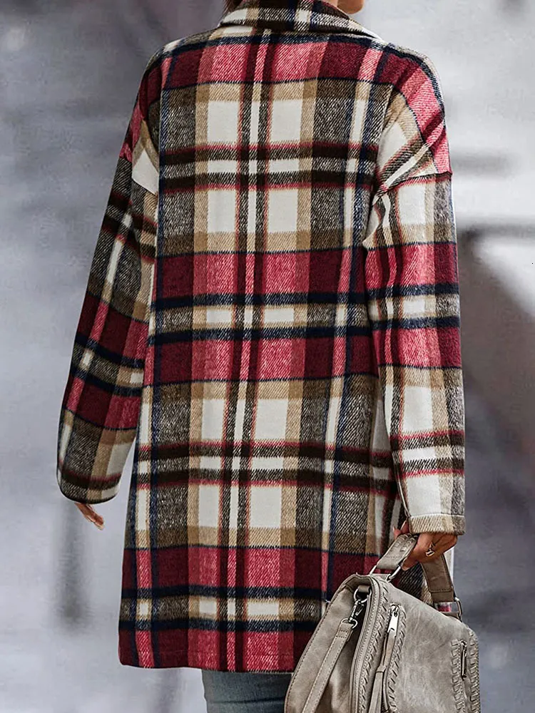 Long wool plaid clearance coat