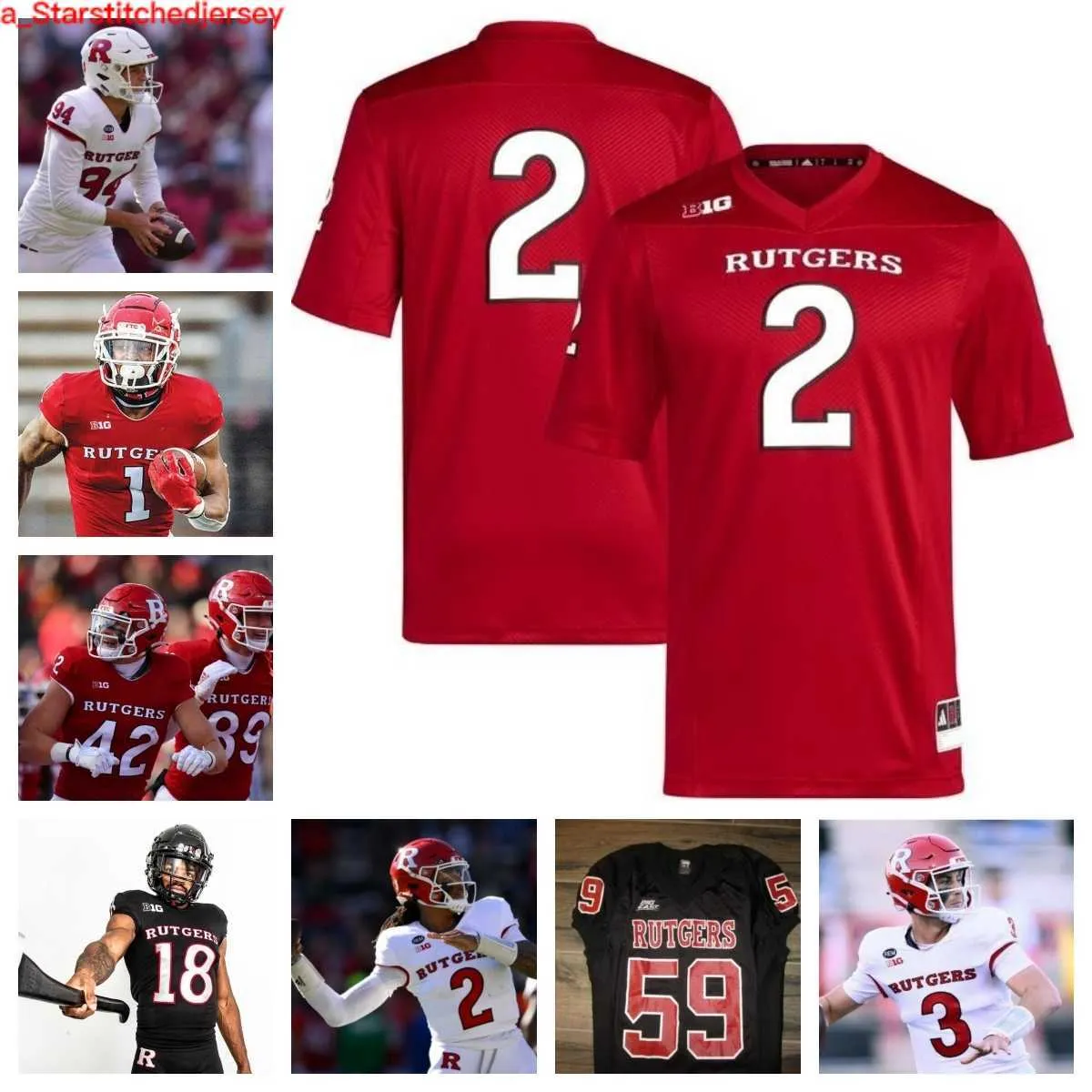 Rutgers Scarlet Knights Football Jersey 95 Henry Hughes Jr. 16 Max Melton 1 Mohamed Toure 90 Rene Konga 65 Bryan Felter 66 Joe de Croce 14 Washington 96 Keshon Griffin