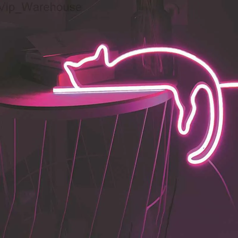 Cat Kitty Neon Sign Lights Wall Decoration USB Bar KTV Snack Shop Commercial Lighting Led Neon Night Light Room Decor HKD230825