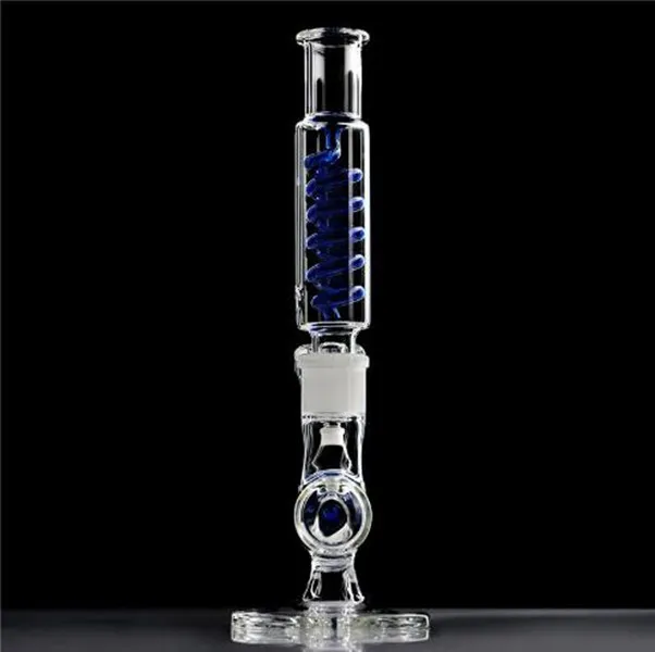 Hookahs BIG Glass Bong spiral percolator Freezable coil condenser heady oil rig Smoke water pipes Functions With 14mm Bowl