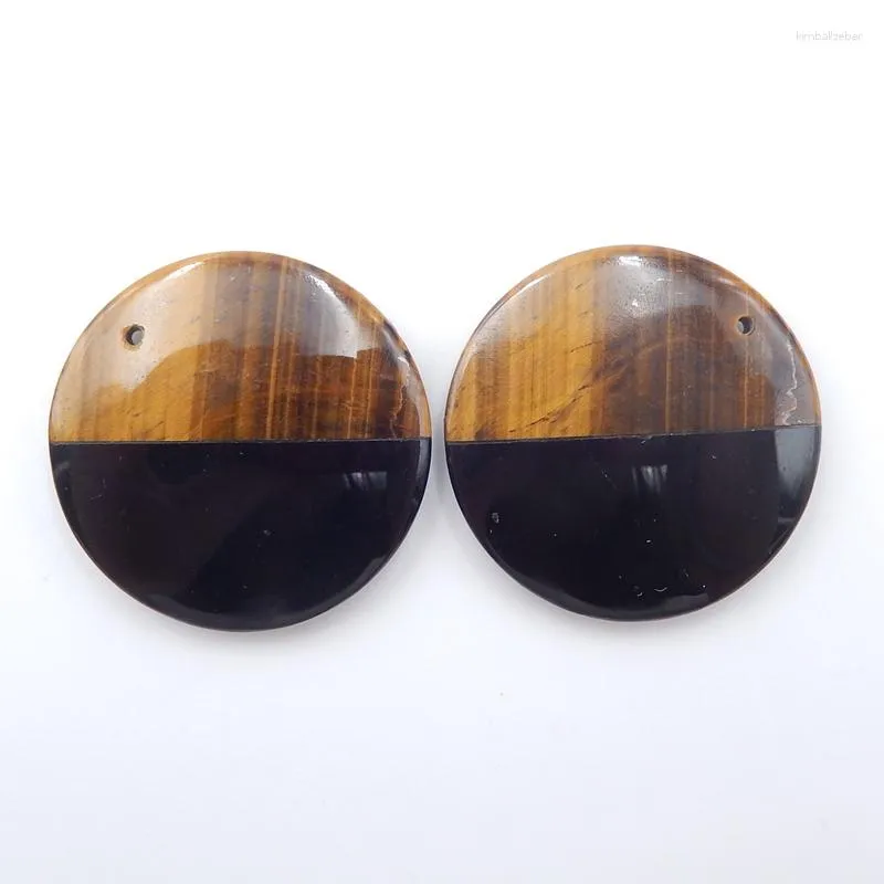 Loose Gemstones Natural Obsidian Tiger Eye Intarsia Fashion Woman Earrings Beads Jewelry Handmade DIY Jewelry30x5mm 14.6g