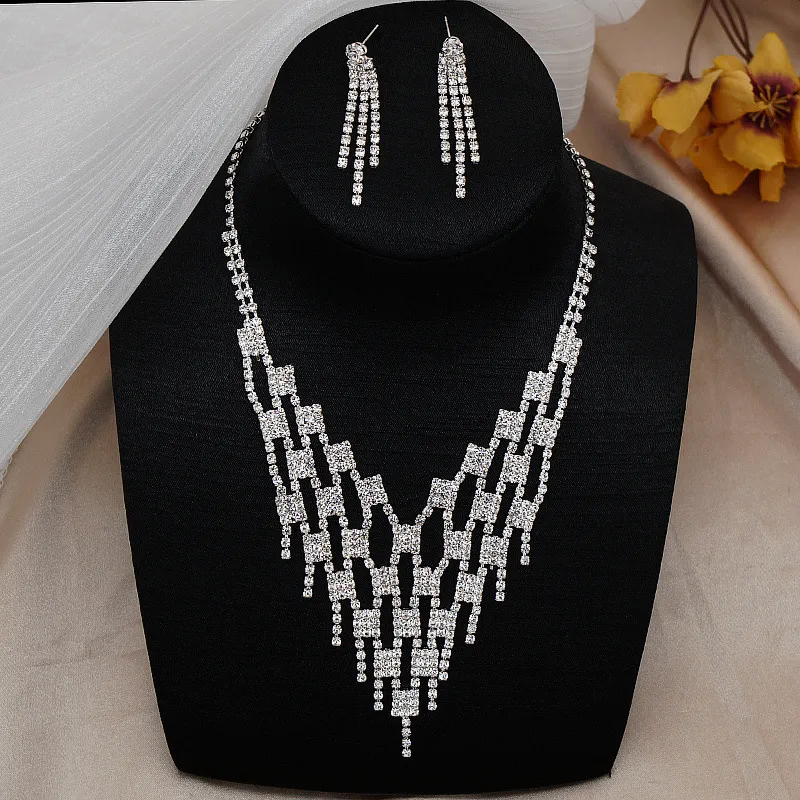 Braut-Schmuck Set Mit Strass Halskette & Ohrringen | Kristall-Set Für Hochzeit, Party & Festliche Anlässe – Für Frauen & Mädchen