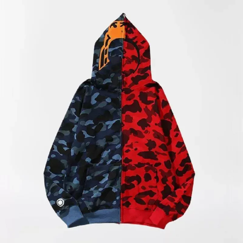 Hoodies Tasarımcı Erkek Hoodie Köpekbalığı Aydınlık Köpekbalığı Köpekbalığı Hoodie Camo Baskı Sonbahar Yeni Hoodie Erkek Teknolojisi Saf Pamuk Hırka Tam Zip Köpekbalığı Hoodi E255#