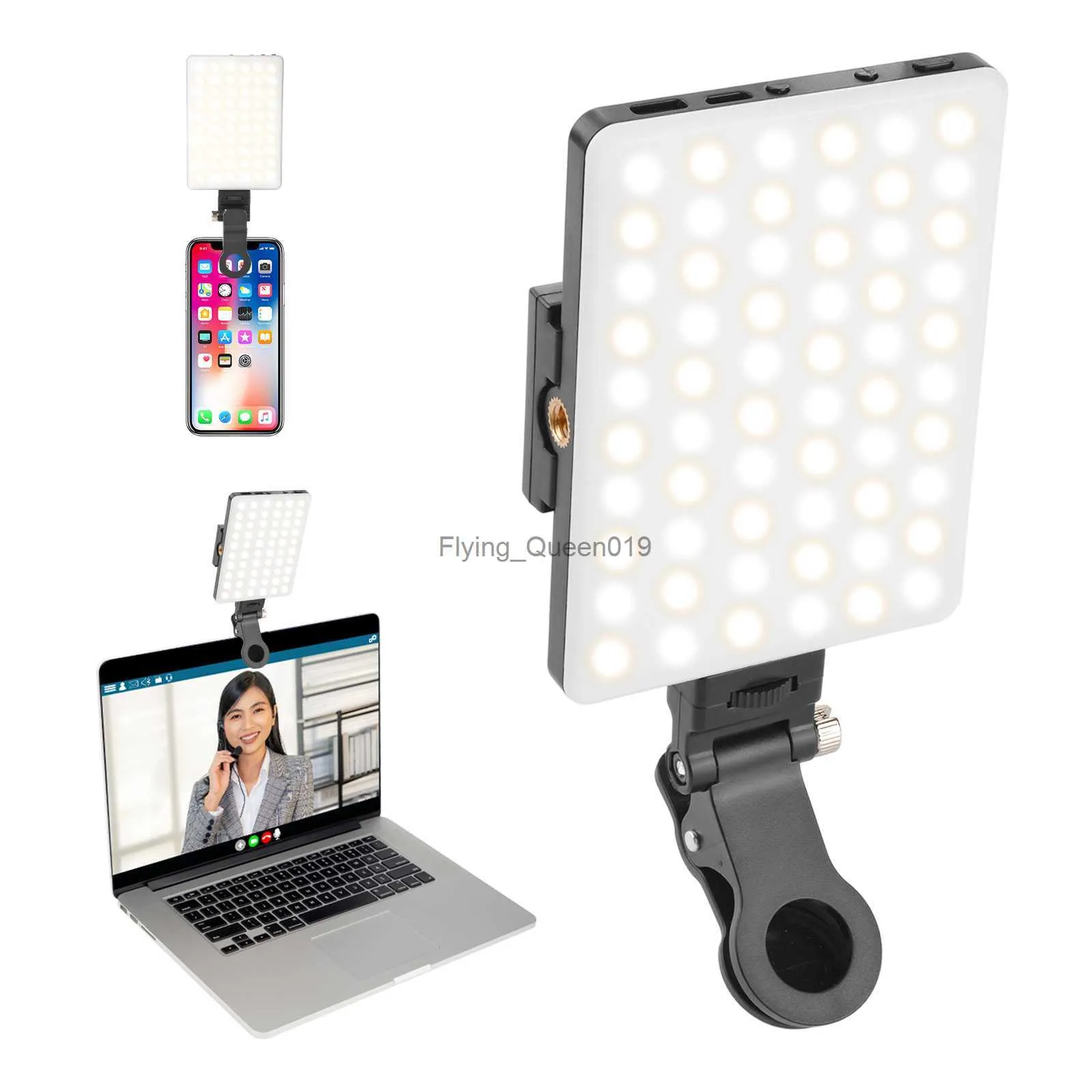 Clip de lampe de remplissage LED Mini lumière vidéo avec support robuste pour photographie / téléphone portable / ordinateur portable / trépied éclairage photographique HKD230828