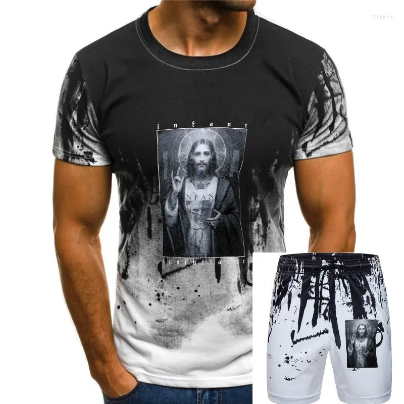 Herrspårar autentiska spädbarnsgränsande band Jesus t-shirt s m l xl 2xl 3xl tryck t-shirt man kort