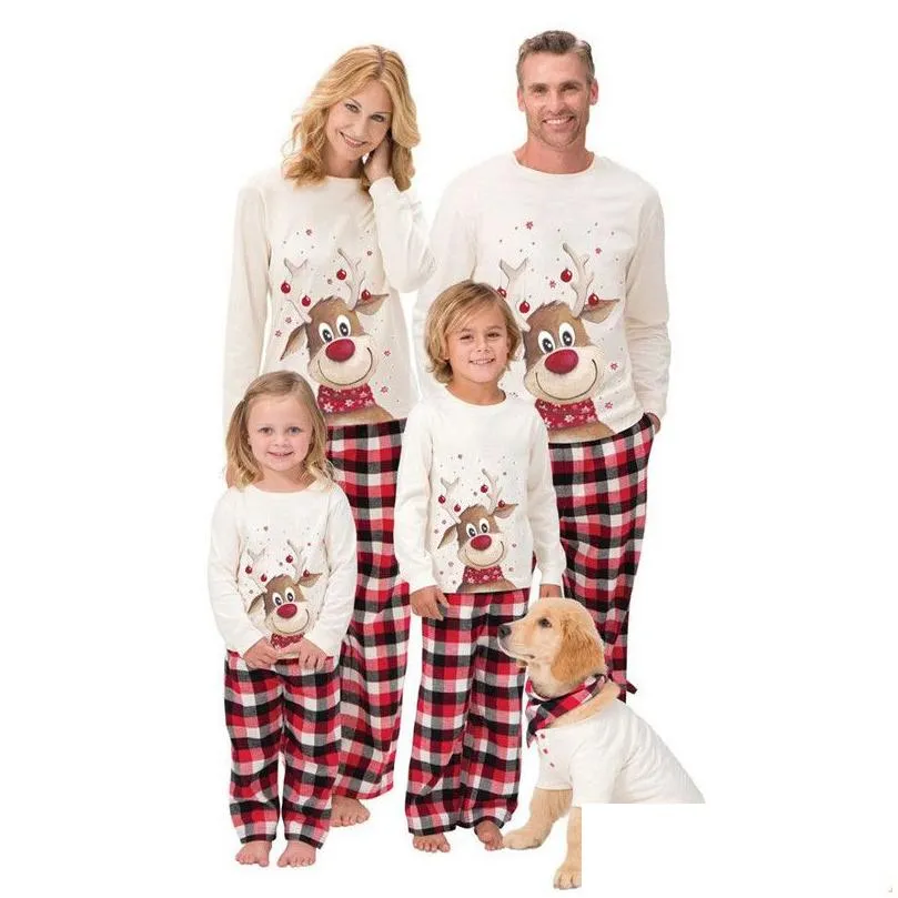 Weihnachtsdekorationen Pyjama Set Deer Print Adt Frauen Kinder Accessoires Kleidung Familie Drop Lieferung Hausgarten Festliche Party Supplies DHSZG