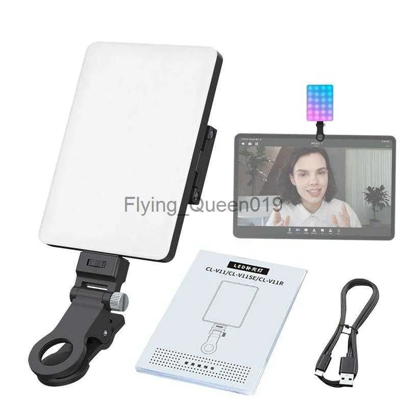 LED Mobile Phone Computer Fill-in Light Adjustable Portable LED Lamp Rechargeable Clip Fill Video Light For Live Selfie Meeting HKD230828