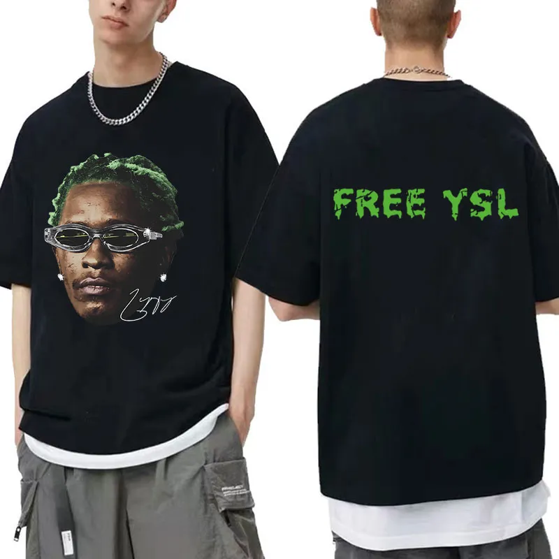 Rapper Young Thug Green Rare Graphic Tee Shirt Uomo Hip Hop Retro T-shirt a maniche corte Uomo Donna T-shirt oversize in cotone 100%