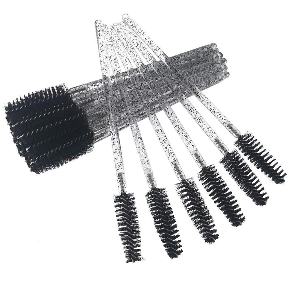 Outils de maquillage jetables Glitter Black Sourcils Brosses à cils Peigne Spoolies Lash Wands Mascara 1000pcs 230828