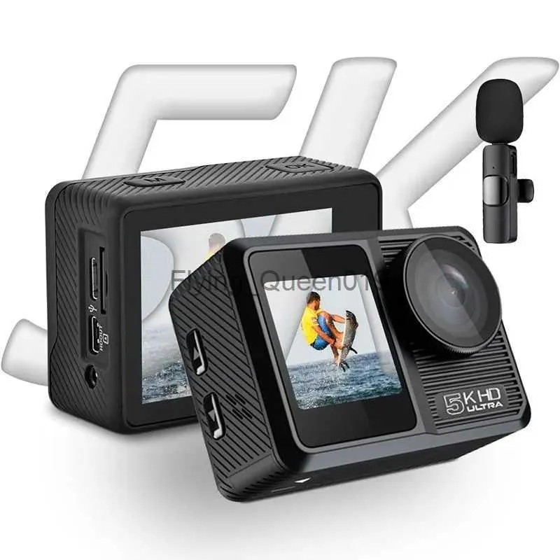 Eylem Kamerası Ultra HD 5K 30 FPS Çift Ekran Dokunmatik Ekran Su Geçirmez EIS SPAKE WiFi Webcam Spor Cam HKD230828