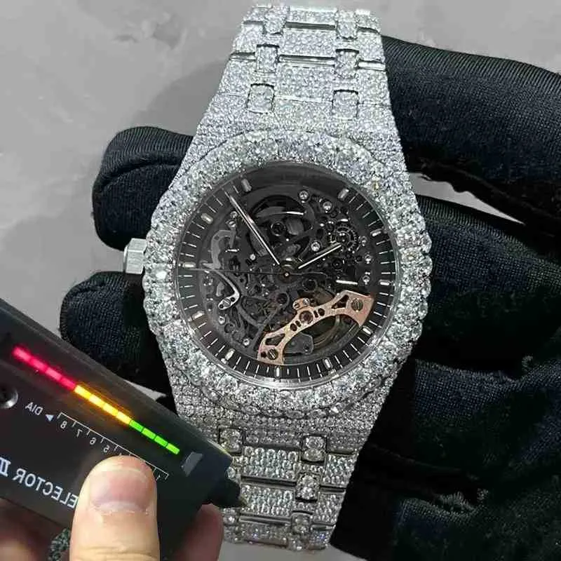 S2Q4 Наручные часы 2024 Новая версия Ston Skeleton Watch PASS TT Мужские бриллианты Высочайшее качество Механический механизм ETA Роскошный сапфир Iced Out блестящий2NL5T7KF7QJE4847I2KX