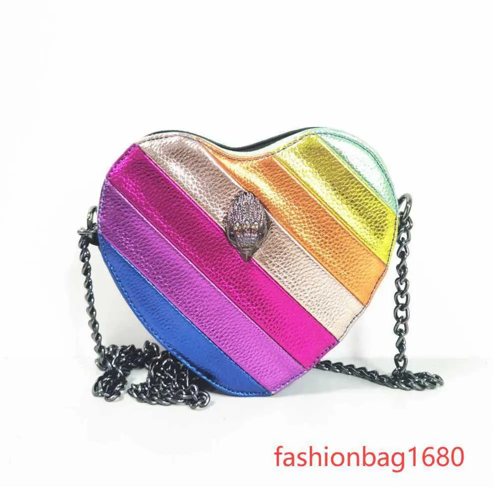 Borse da sera Kurt Geiger London Borsa firmata Borsa a tracolla a forma di cuore Arcobaleno Borsa a tracolla da donna Borsa colorata in PU Moda donna