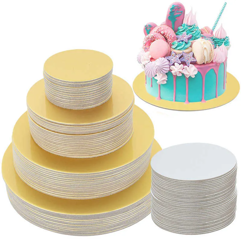 10-26cm Gold Silver Round Cake Foam Board DIY Baking Cake Stand Base Mat For Wedding Birthday Party Cake Decor Tool Dessert Tray