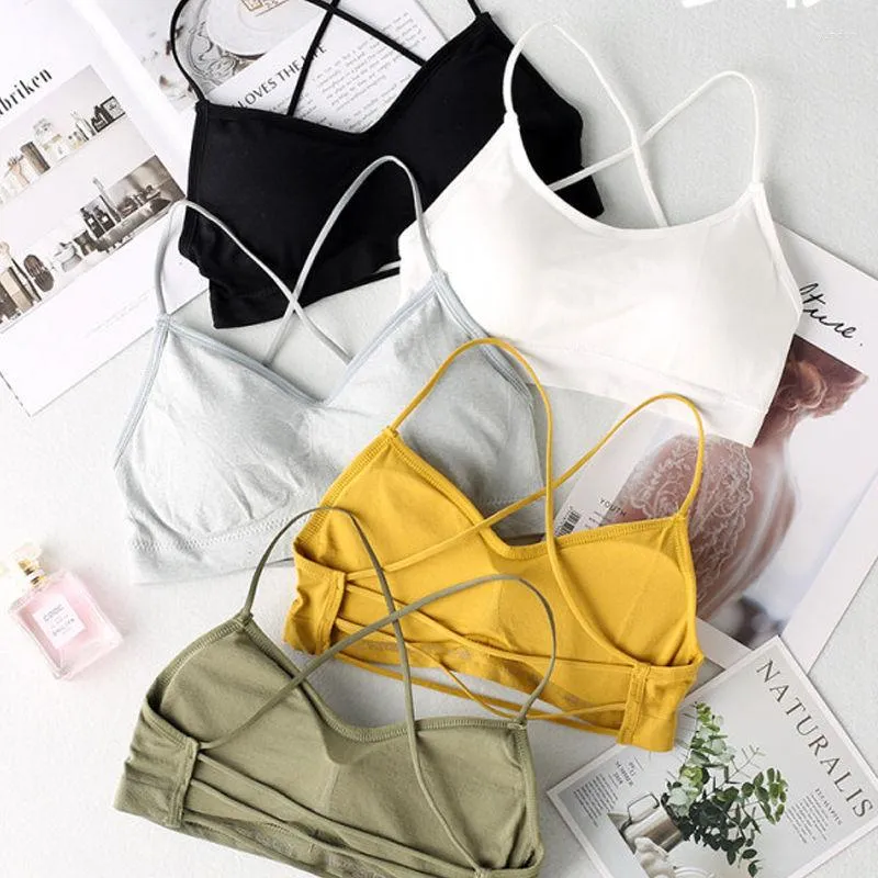 Korean Student Cross Back Yoga Bra Beautiful Back, Breathable & Cozy, No  Steel Ring, Net Red Color, Trendy Gathered Tube Top From Yundon, $13.8