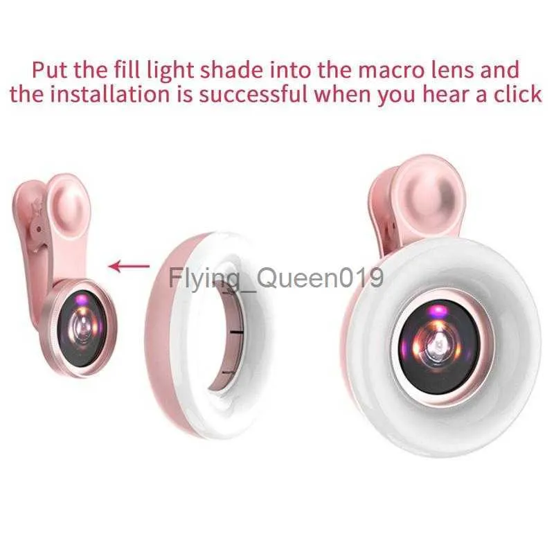 2023 Nieuwe Mobiele telefoon vullicht 15X macrolens Draagbare Selfie LED Ring Licht voor iPhone Smartphone Universele Ring Clip Licht HKD230829