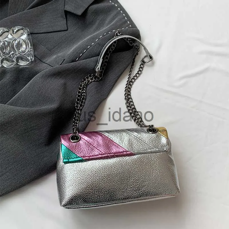 Rainbow Stitching Mini Crossbody Large Silver Evening Bag Rainbow Stitching Mini Crossbody Large Silver Evening Bag