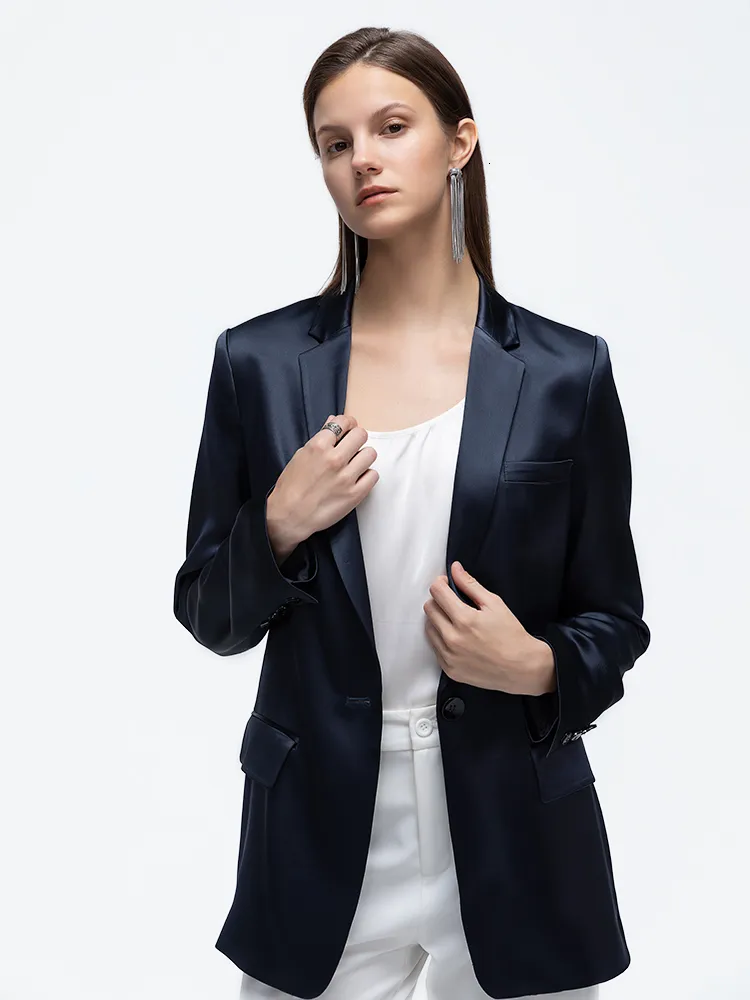 Trajes de mujer Blazers ZEAMOD Workplace Allinone Tool 40MM liso crepé satén chaqueta de traje cómoda para mujer 230828