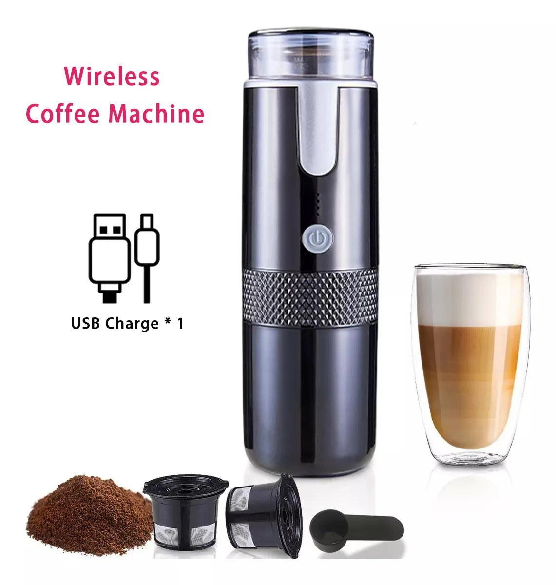 Manual Coffee Grinders Portable Capsule Machine Electric Maker Bean Grinder Wireless Espresso for Camping Travel Home Office 230828