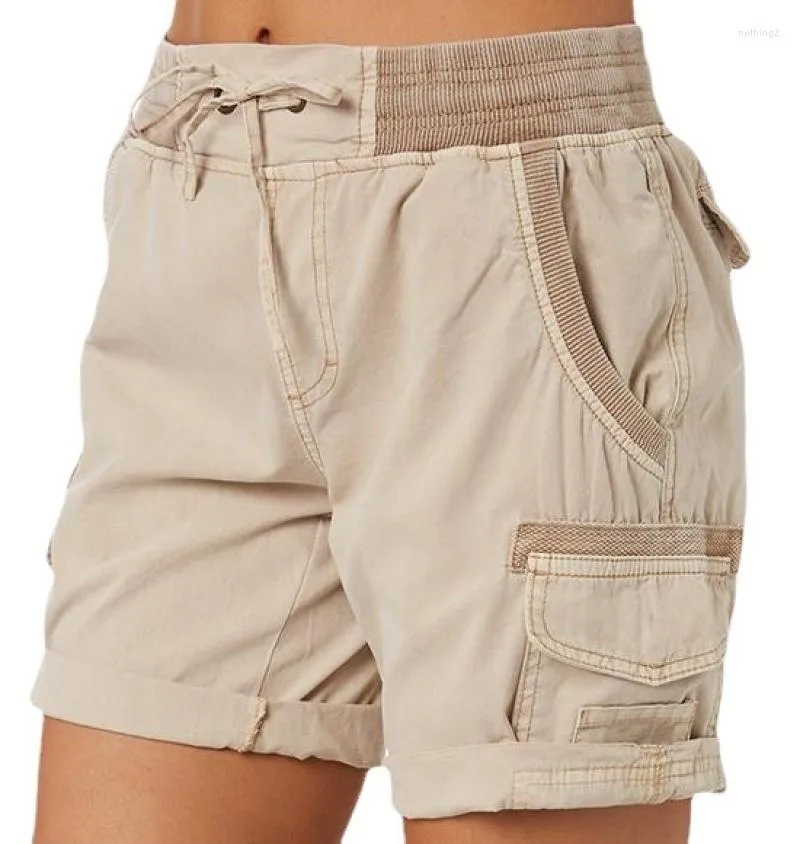 Shorts pour femme été femme pantalons courts taille élastique lâche femmes poches décontractées a-ligne Cargo couleur bonbon ensemble Homewear