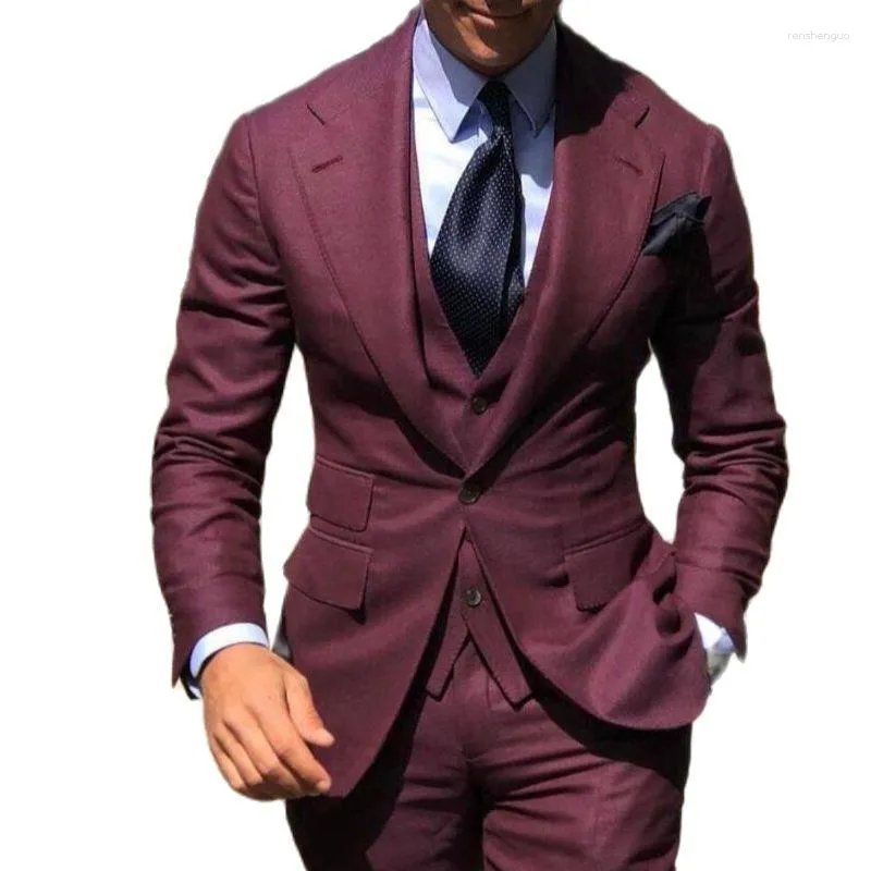 Men's Suits Classy Wedding Tuxedos Slim Fit Bridegroom For Men 3 Pieces Groomsmen Male Formal Business Jacket Vest Pants