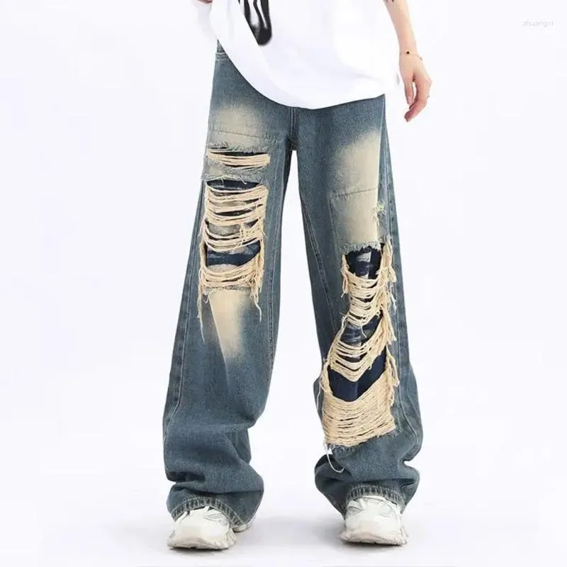 Jeans Para Mujer Hiphop Baggy Wirh Hole Mujeres Moda Denim Pantalones De  Pierna Ancha Cintura Alta Grunge Vintage Negro Azul Pantalones Y2K  Streetwear De $144,85