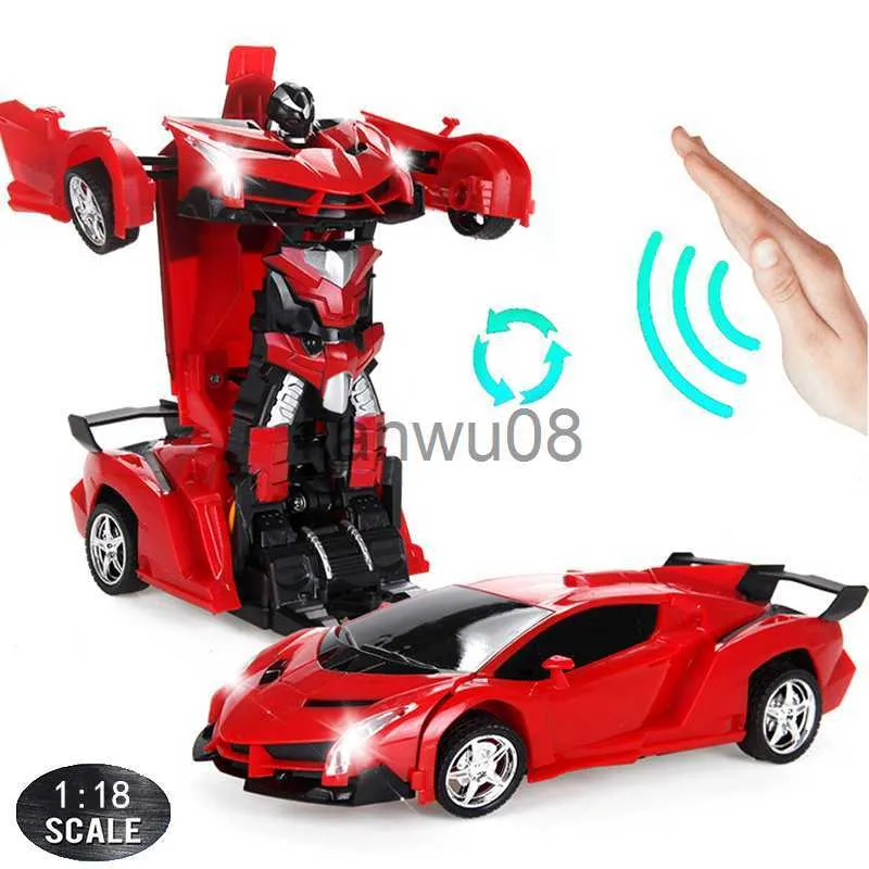 Animais Elétricos / RC 24cm 118 RC Carro Gesto Sensing Transformação Carro Robô Deformação Bateria Elétrico Controle Remoto Brinquedos Carros para Meninos D01 x0828