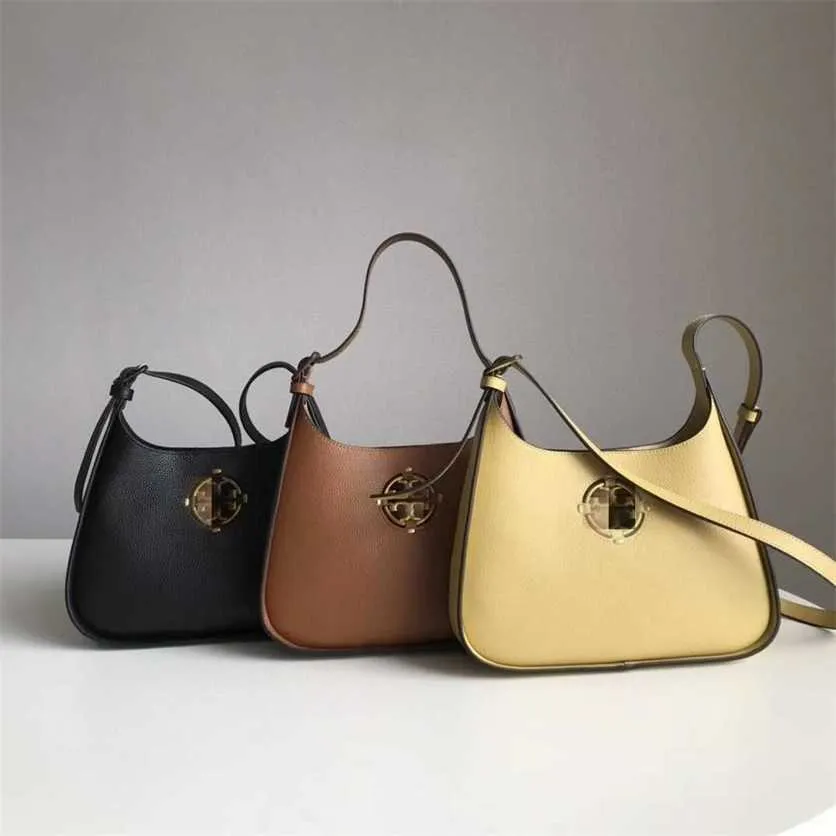 New Designer Handbag Early Women's Litchi Pattern Cowhide Handheld Half Moon Cross Underarm