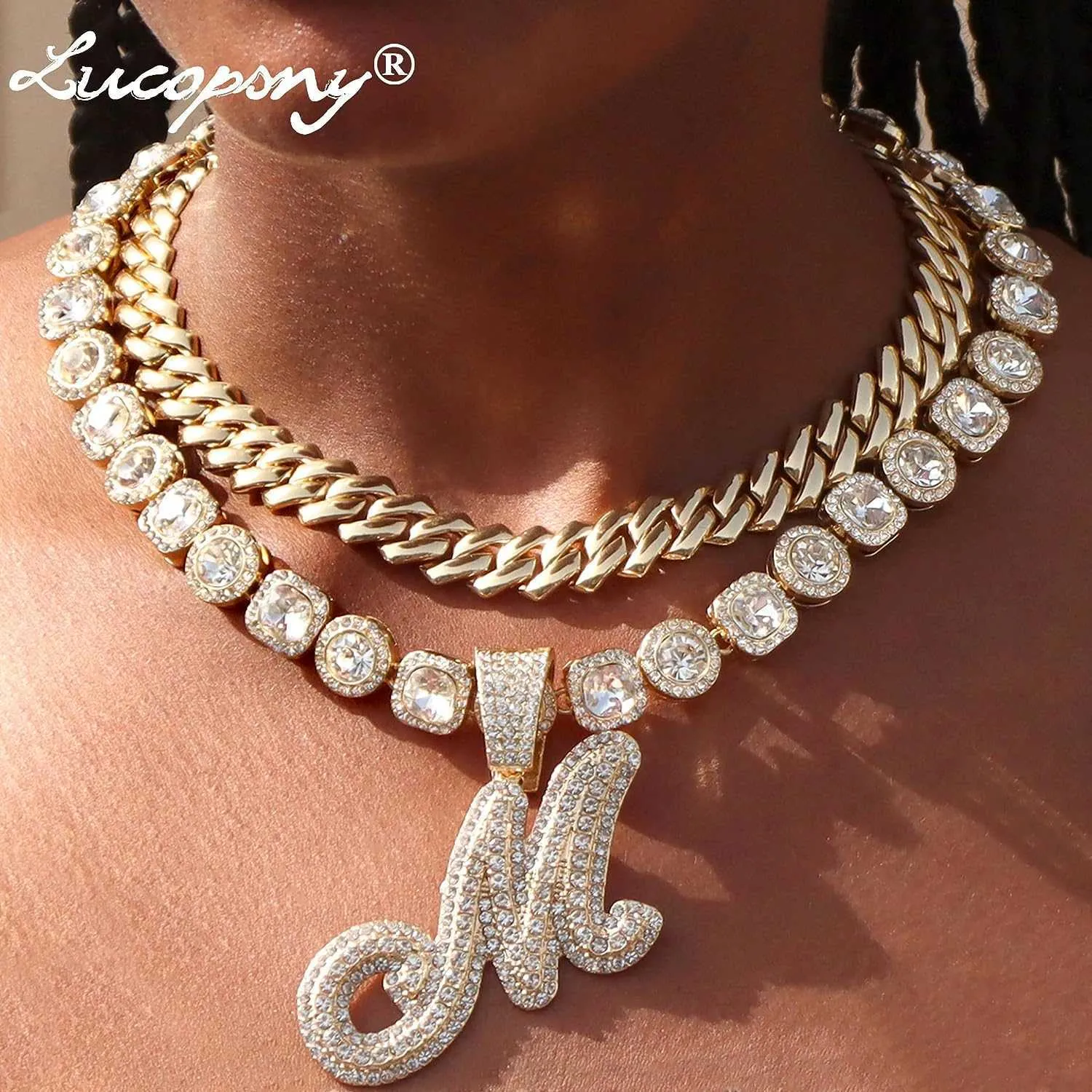 Bling Cheap Custom Chains With Names Initial Necklaces For