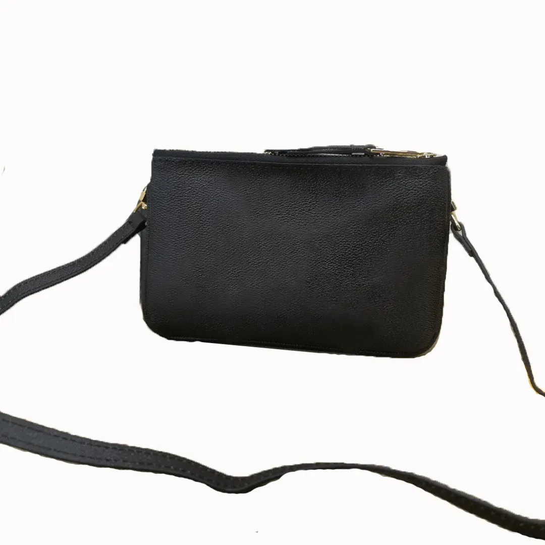 Toppdesigner kvinnor axelväska lyxig dubbel zip pochette handväskor blommor bokstäver jätte omvända crossbody väskor toppkvalitet läder dam mode mini handväska