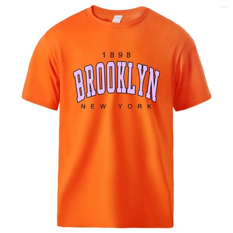 Camisetas para hombres 1898 Brooklyn York Camiseta estampada para hombres Cuello redondo Todo fósforo Camiseta Algodón Ropa transpirable Colorida Manga corta perfecta