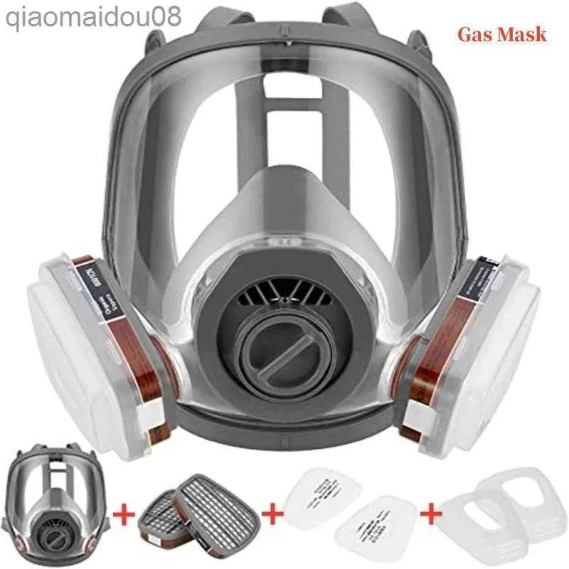 Gasskyddsklädermasksyra/organisk/ammoniak 6800 Full Face Mask Respirator Paint Chemical Pesticide Laboratory Anti-Doust Multifunction Filters HKD230828