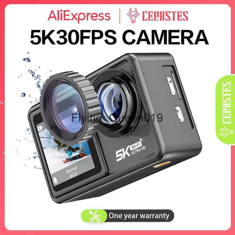 Caméra d'action CERASTES 5K 4K 60FPS EIS vidéo avec objectif de filtre en option 48MP Zoom 1080P Webcam Vlog WiFi caméra de sport avec télécommande HKD230828 HKD230828