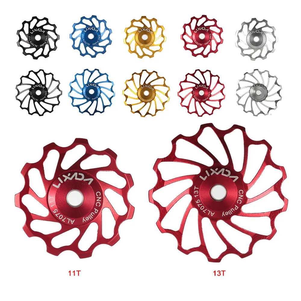 自転車derailleurs lixada 1pcs mtbセラミックベアリングホイールCNC 7075アルミニウム合金リアデレイラー11t 13tガイドロードバイクセラミックプーリー230826
