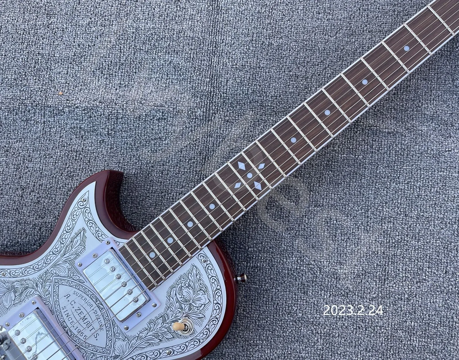 Left Handed ZEMA ITIS Casimere Metal Front Electric Guitar 22 Fret Aluminum Plate
