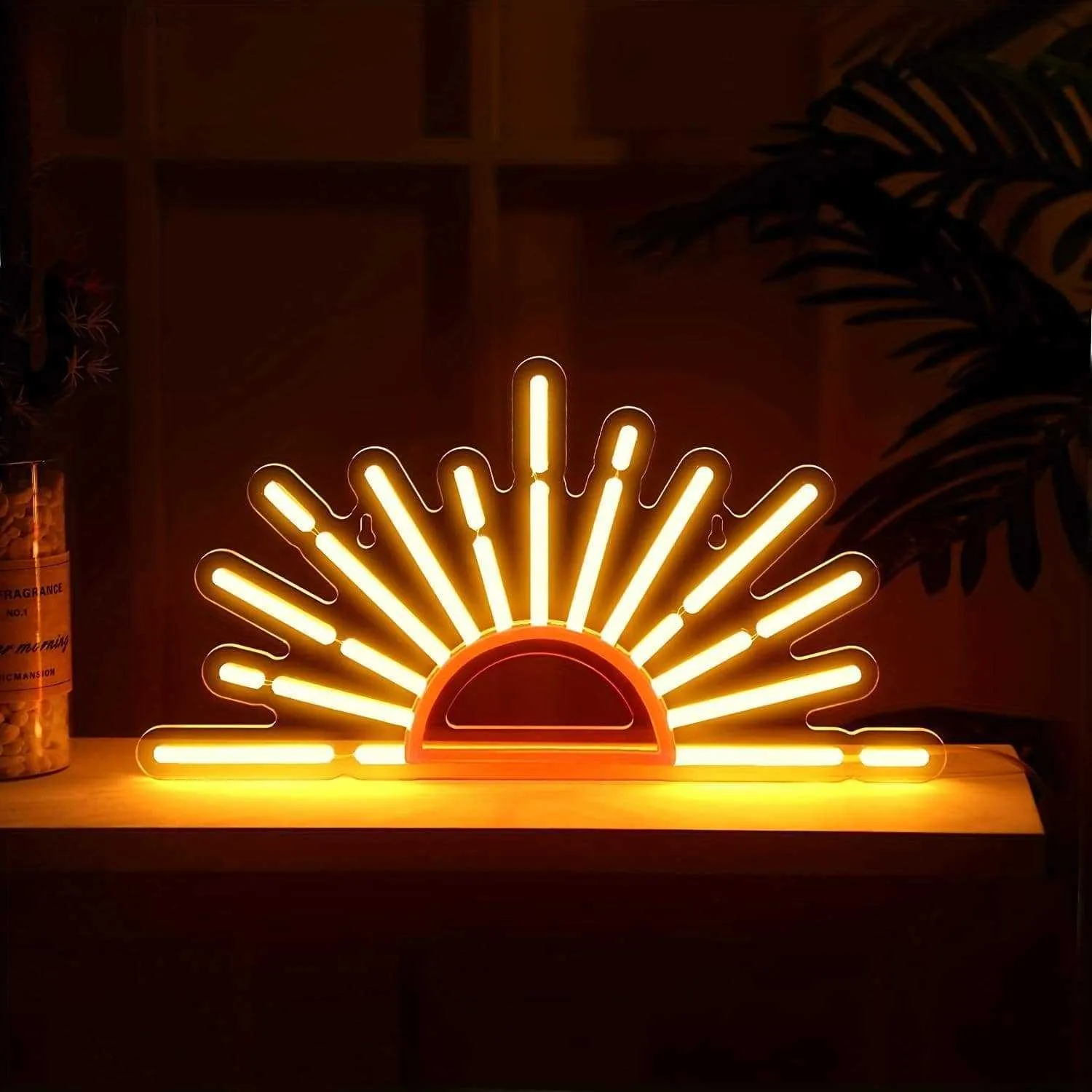 Orange Sunrise Sunset Wall Art Neon Lights For Bedroom Sun On the Horizon ledde neonskyltar för väggdekor Night Neon Room Decor HKD230825