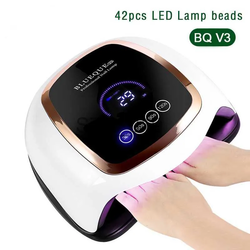 Sèche-ongles Haute puissance BQ V3 84W LED lampe UV 42 LED séchage rapide Gel vernis à ongles ensemble quatre minuterie réglage capteur intelligent outil à ongles chaud x0828