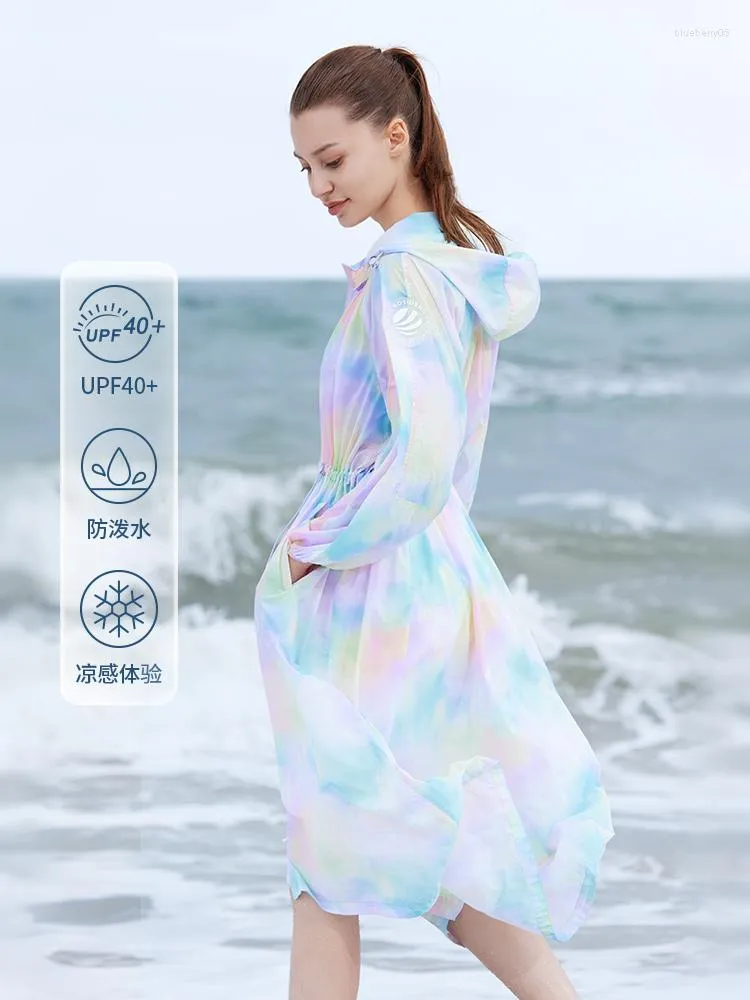 女性用ジャケットミントシールド| Bosideng Summer Long Anti Ultraviolet Ice Cool Holiday Bubble Slee Sun Protection Jacket SPF 40